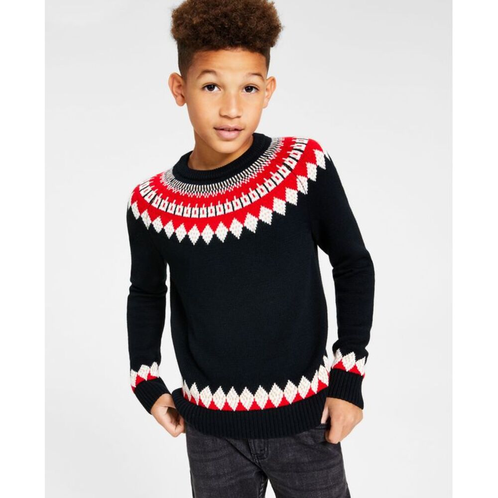Charter Club Big Boys Fair Isle Mock Neck Holiday Sweater
